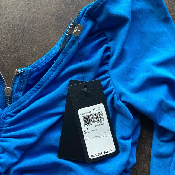 Guess- Ruched, zip back long sleeve shirt, Small - Picture 4 of 6